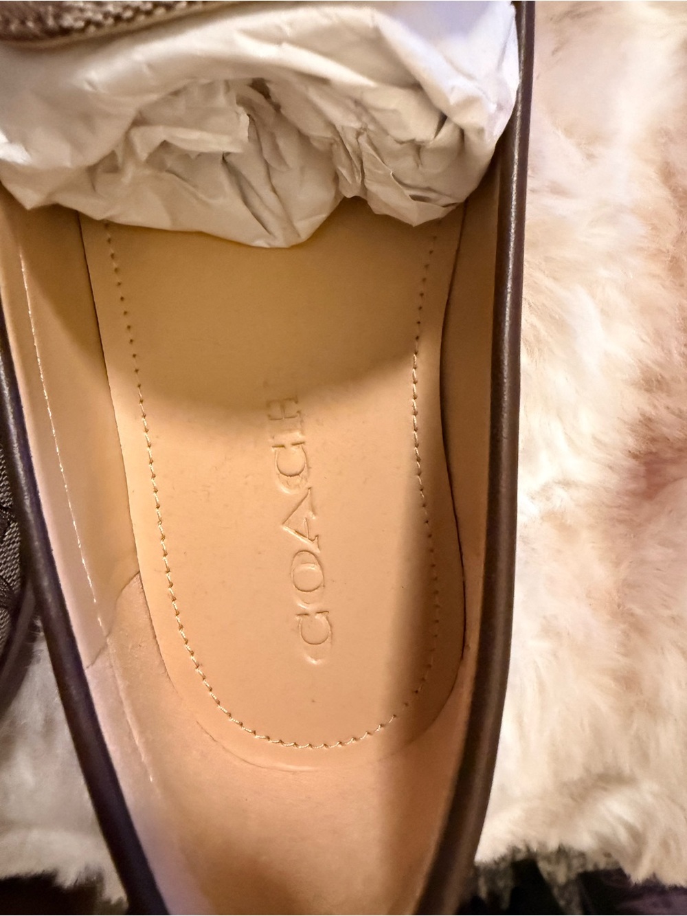 Coach Brown Signature Canvas Women's Penny Loafers with Gold Accent - Picture 5 of 10